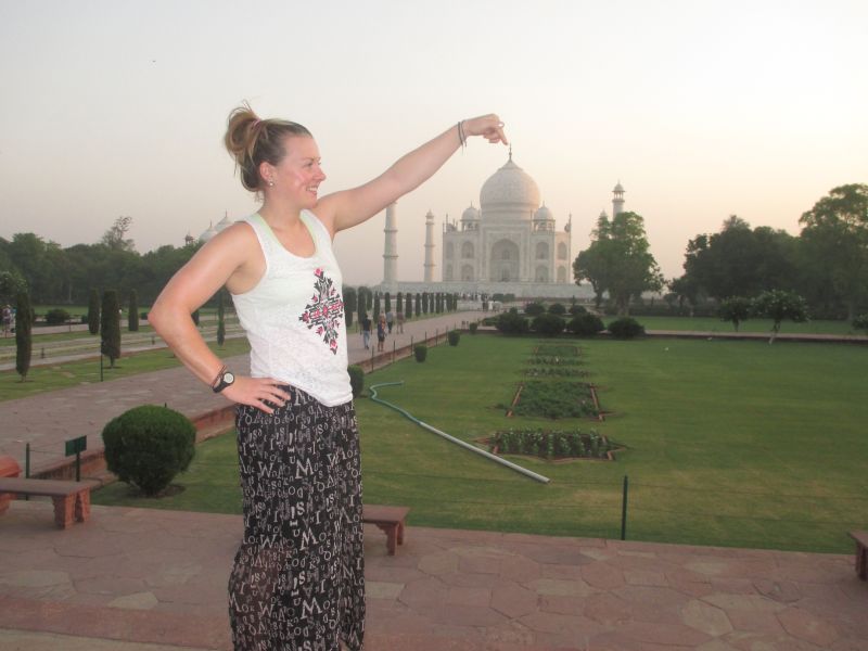 Enjoying the Taj Mahal